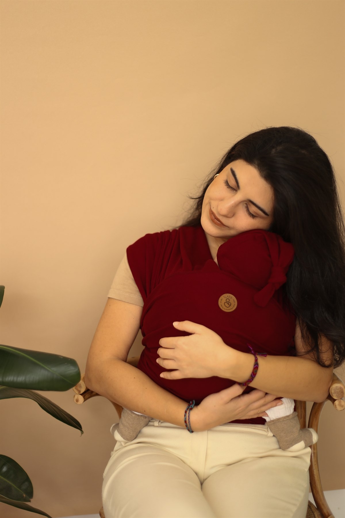 Premium Esnek Wrap Sling ( Babysling - sling - babysling - bebek taşıma şalı - babywearing - kanguru ) - Bordo