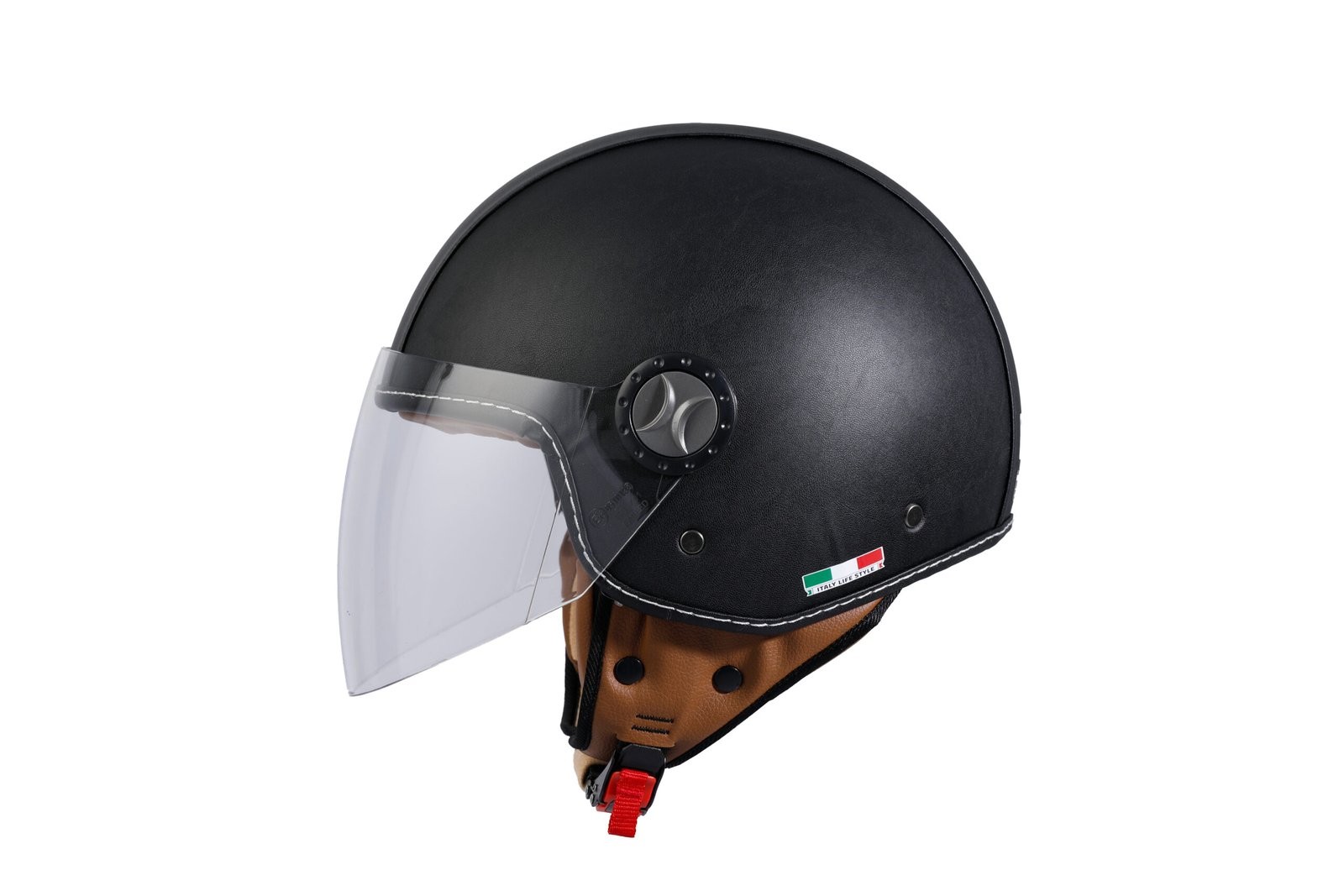 SWAY SW 701 BLACK LEATHER YARIM KASK