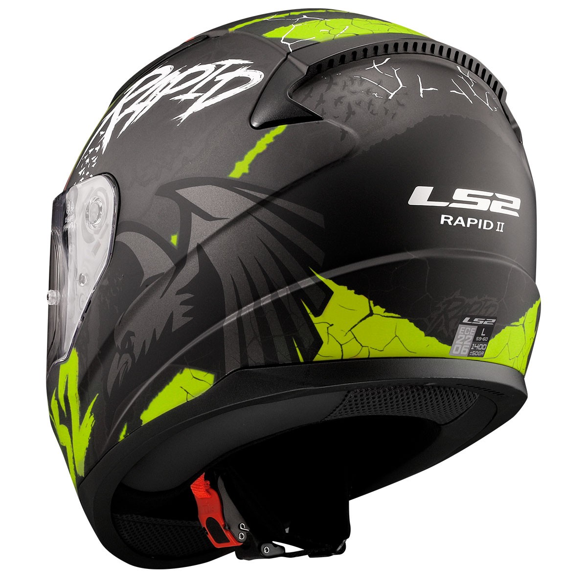 LS2 RAPID 2 RAVEN MAT SİYAH-GRİ-NEON SARI KASK