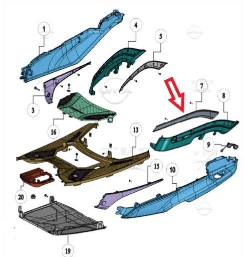 SELE ALTI YAN KRNJ SOL ALT DEKOR (NIKEL) TVS JUPITER 125