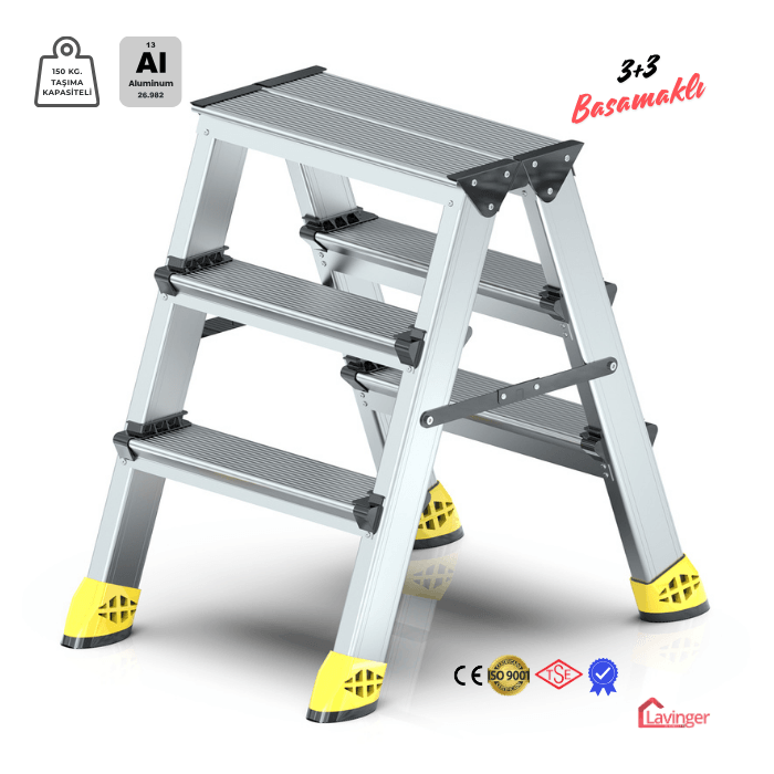 Lüks Alüminyum Çift Çıkışlı Merdiven - 3+3