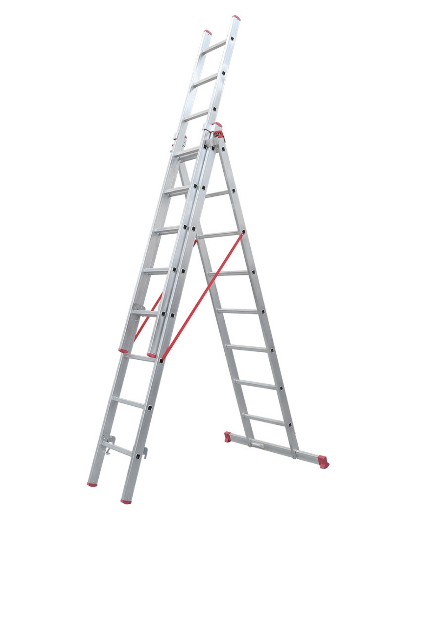 A Tipi Üç Parçalı 8 Basamaklı Sürgülü 3x2.5=7.5 Metre Alüminyum Merdiven