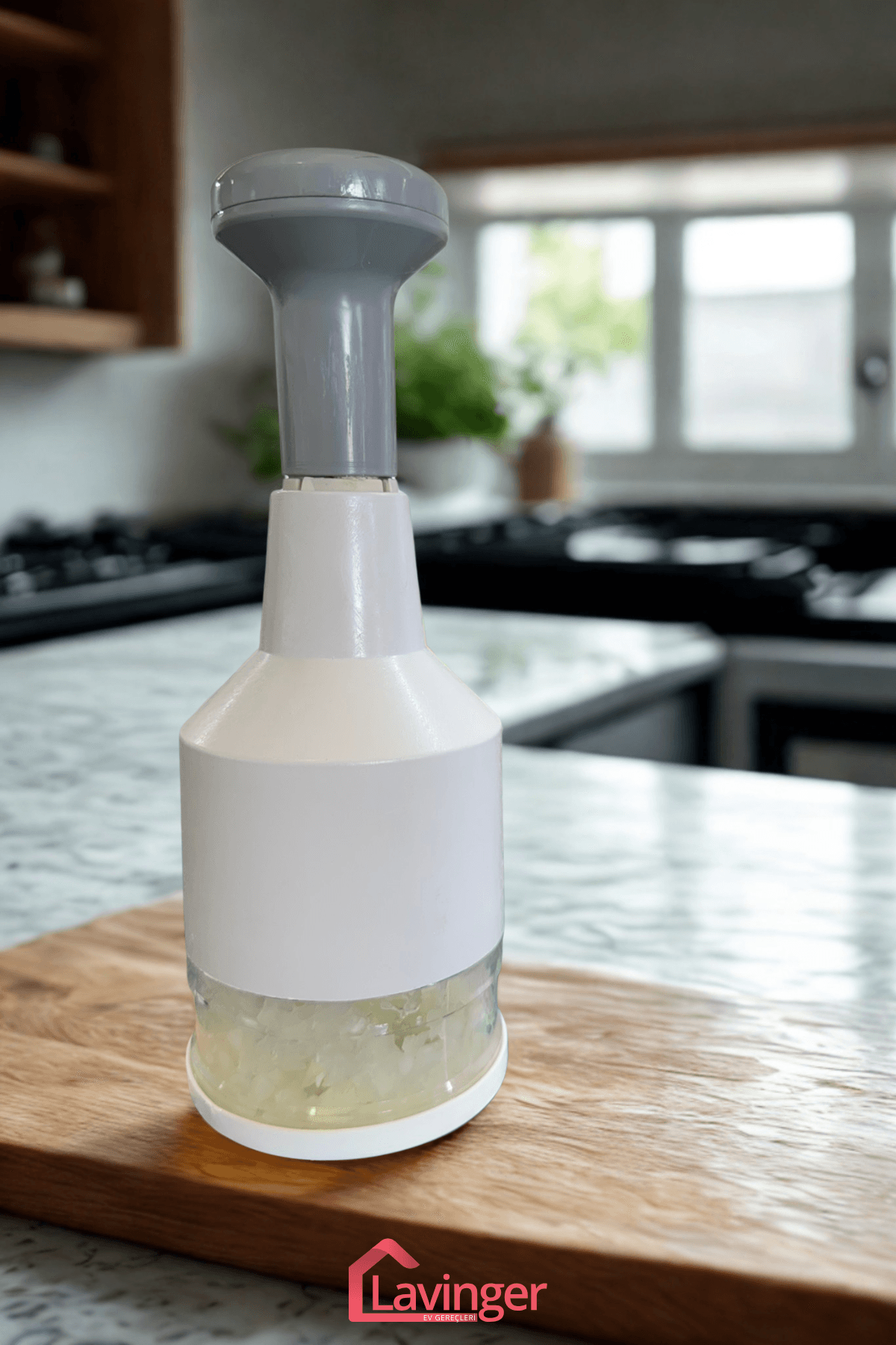 Doğrayıcı Paslanmaz Çelik Bıçaklı Üstten Basmalı El Rondosu Blender Soğan Sebze Doğrayıcı