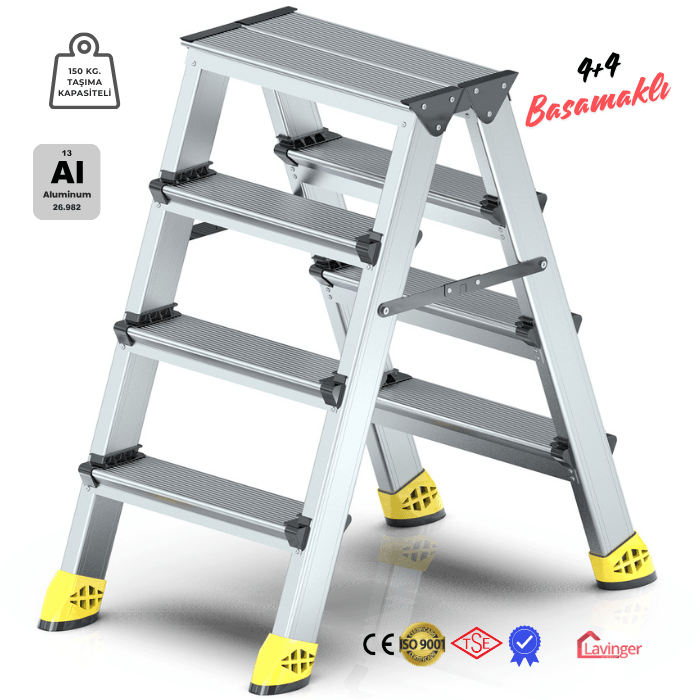 Lüks Alüminyum Çift Çıkışlı Merdiven - 4+4