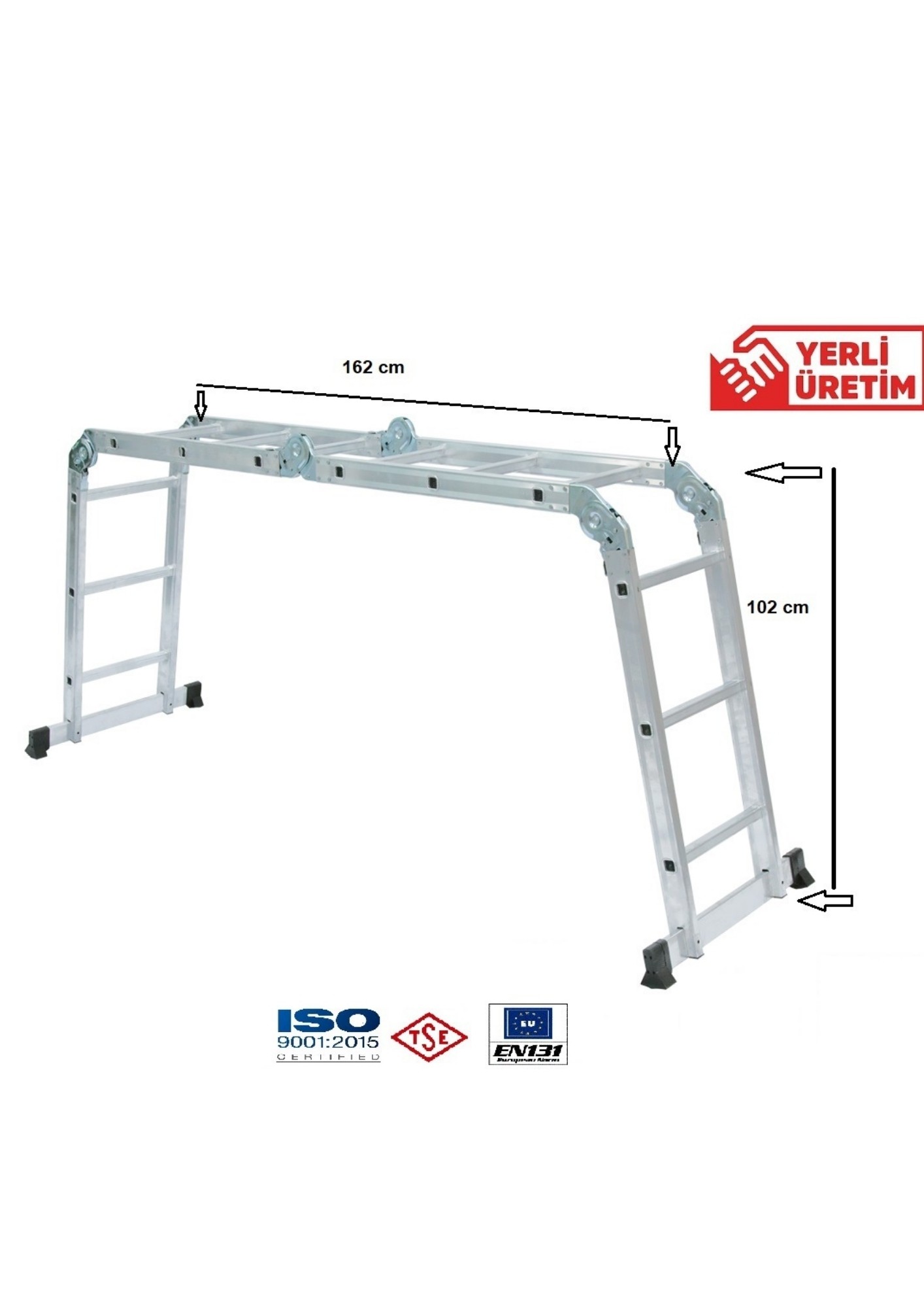 Fonksiyonel Çok Amaçlı Akrobat Merdiven Mekanizmalı 4x3 Merdiven 3.70 Metre
