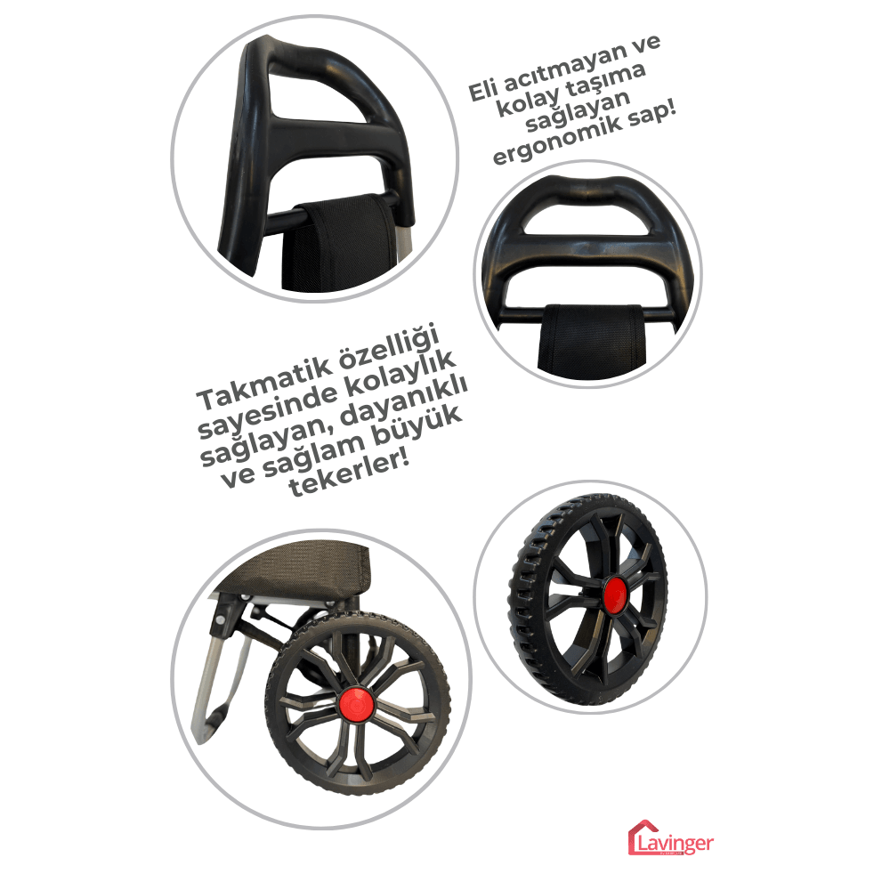 Pazar Arabası Plus Avantajlı 3' lü SET Pazar Arabası + Yedek Tekeri + Yedek Çantası.