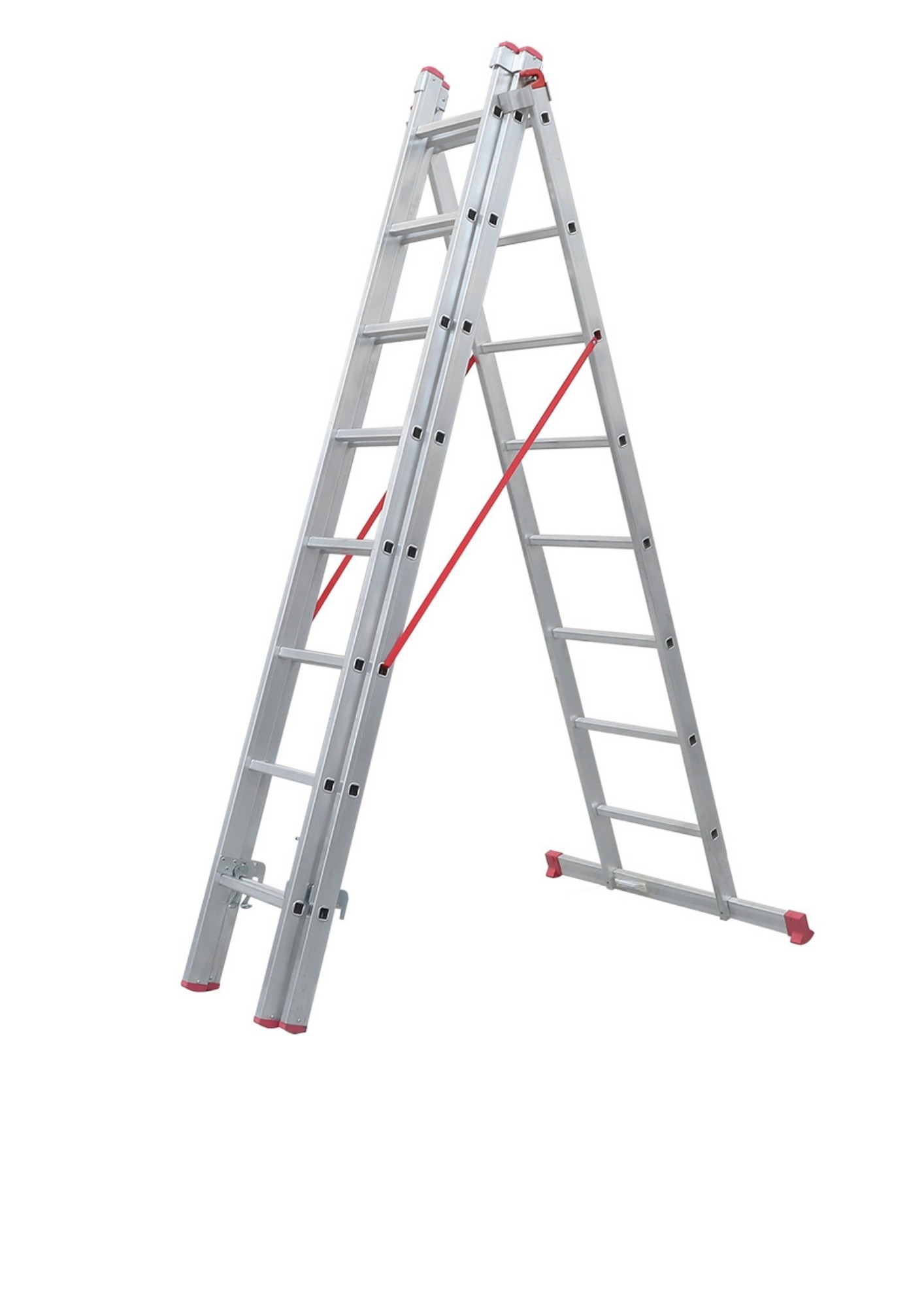 A Tipi Üç Parçalı 8 Basamaklı Sürgülü 3x2.5=7.5 Metre Alüminyum Merdiven
