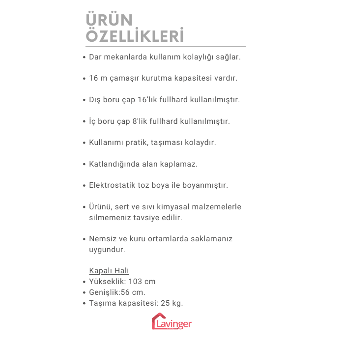 SERA Kalın Borulu Çamaşır Kurutmalığı Kelebek Model