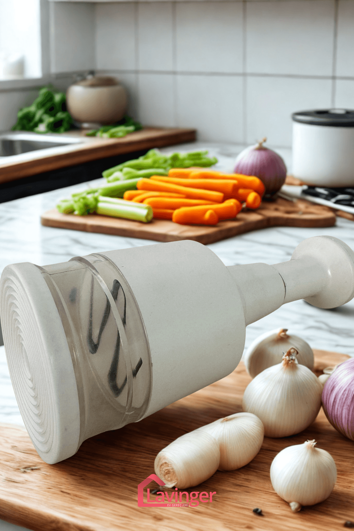 Doğrayıcı Paslanmaz Çelik Bıçaklı Üstten Basmalı El Rondosu Blender Soğan Sebze Doğrayıcı