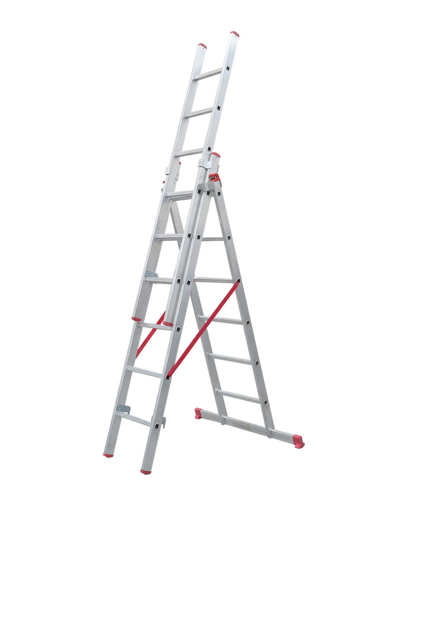 A Tipi Üç Parçalı 6 Basamaklı Sürgülü 3x2=6 Metre Alüminyum Merdiven