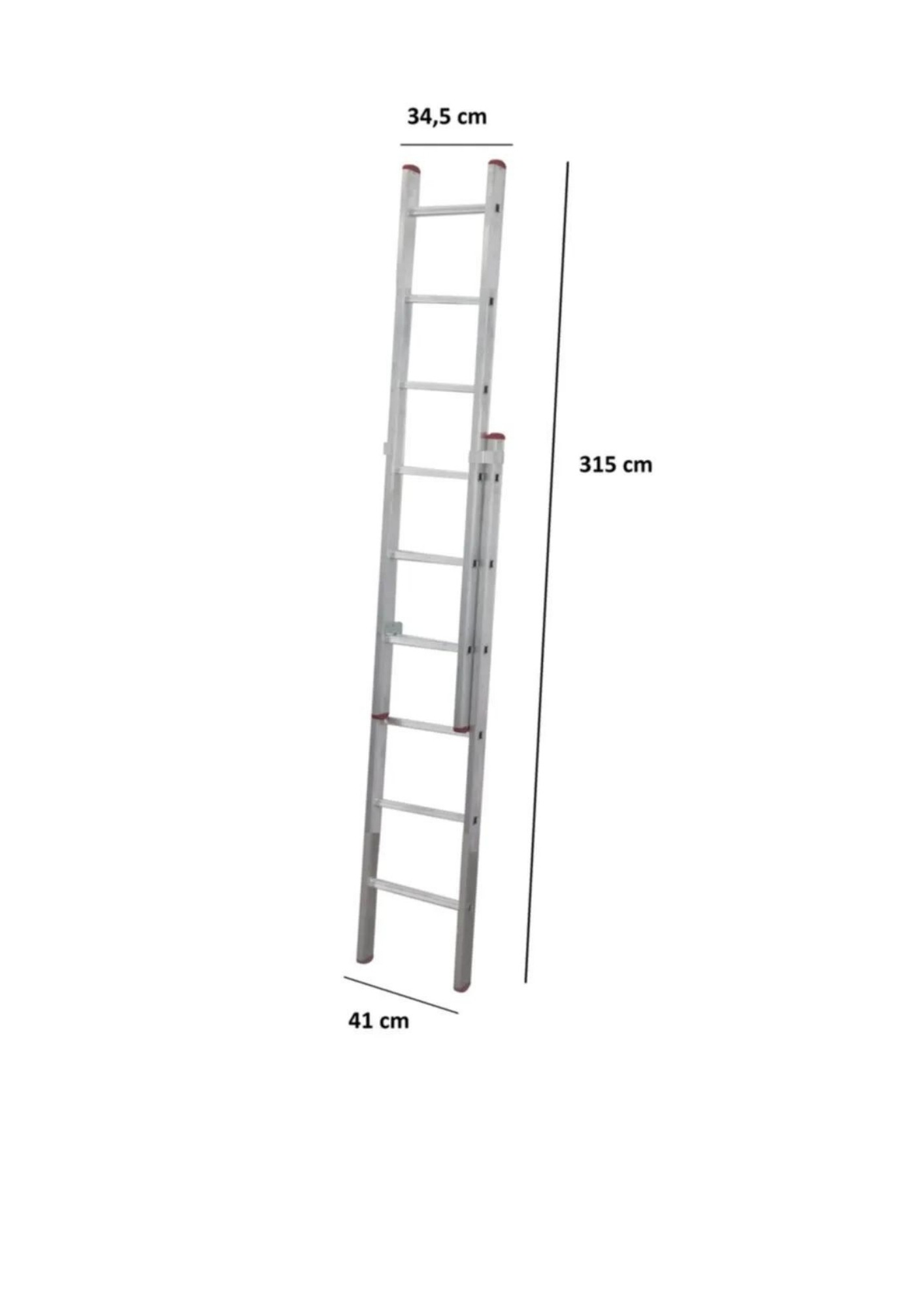 İki Parçalı 6 Basamaklı Sürgülü 2x2=4 Metre Alüminyum Merdiven