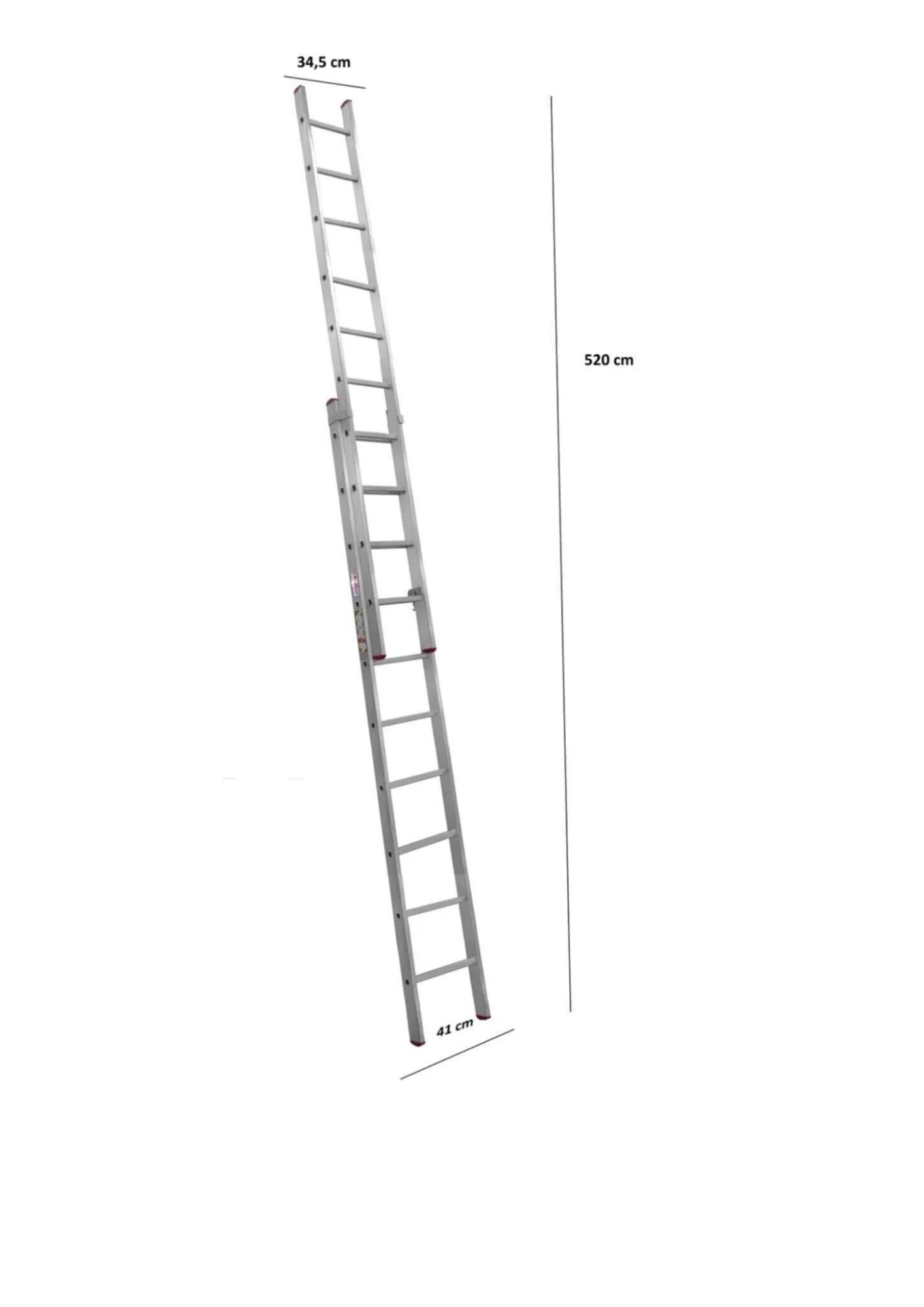 İki Parçalı 10 Basamaklı Sürgülü 2x3=6 Metre Alüminyum Merdiven