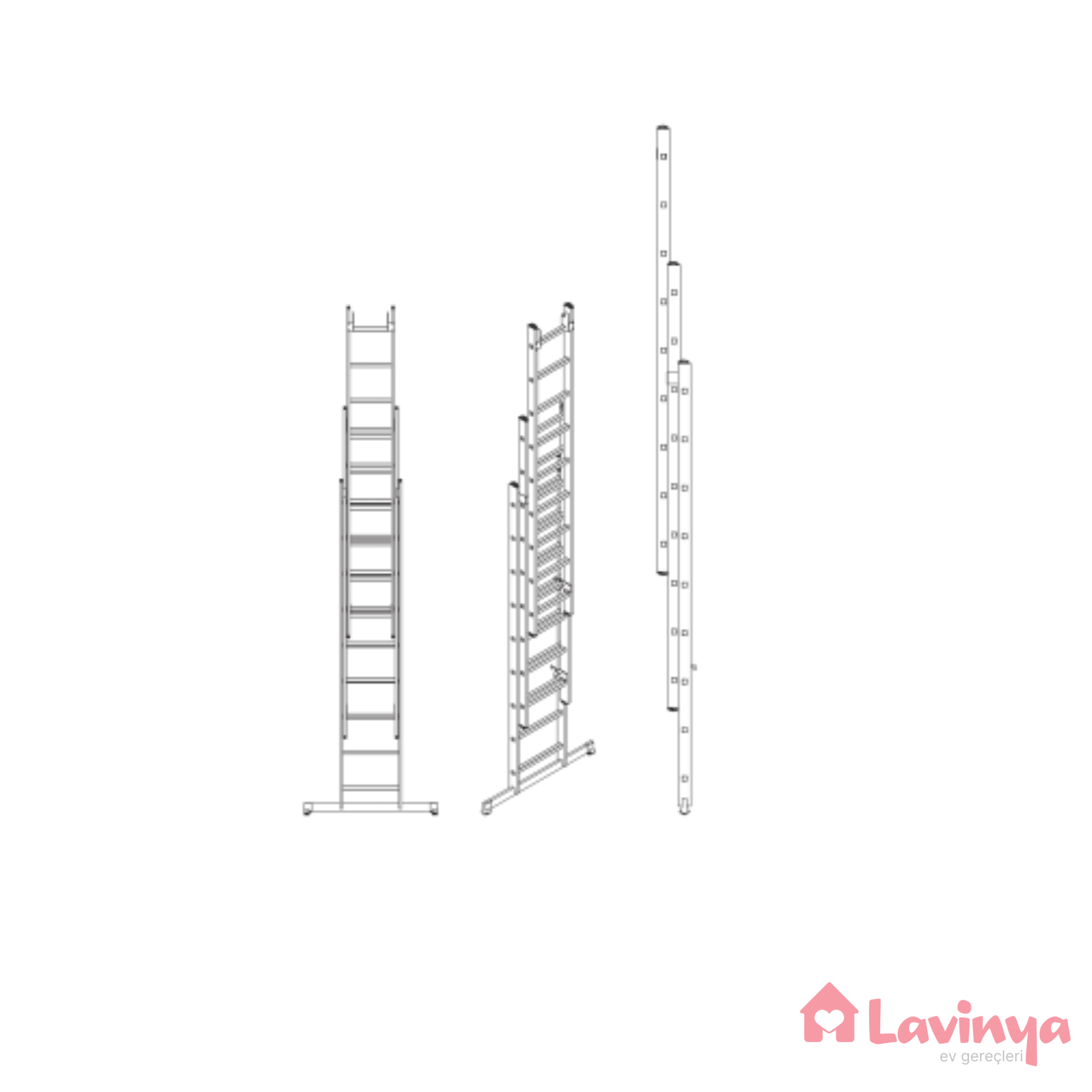 Üç Parçalı 10 Basamaklı Sürgülü 3x3=9 Metre Alüminyum Merdiven