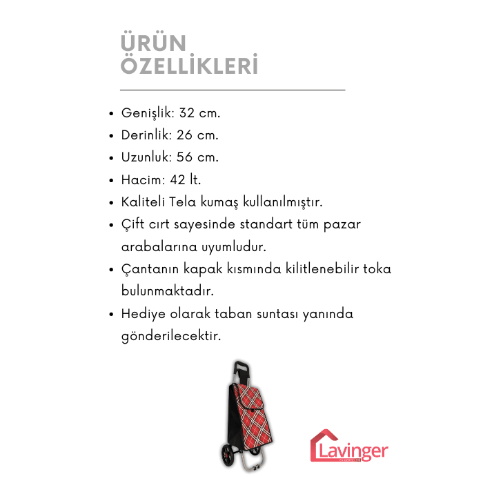 Pazar Arabası Yedek Çantası Taban Suntası Hediye !