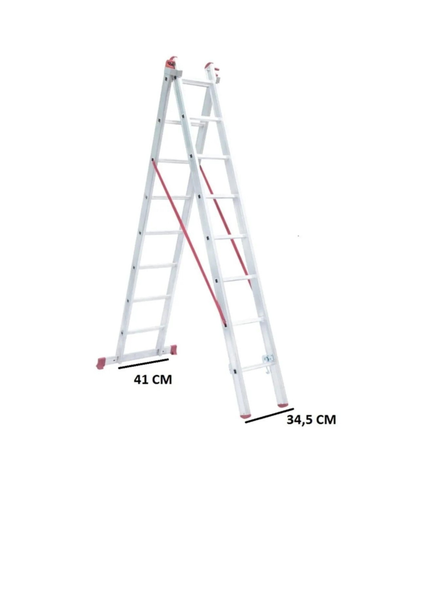 A Tipi İki Parçalı 8 Basamaklı Sürgülü 2x2.5=5 Metre Alüminyum Merdiven