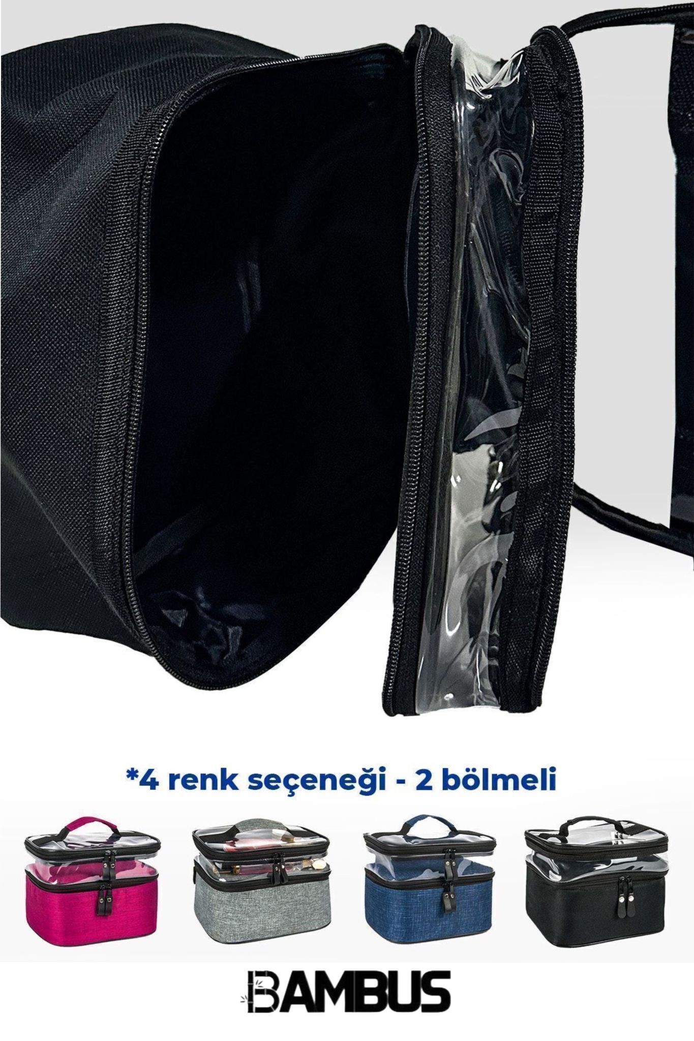 Makyaj Çantası Iki Geniş Bölmeli Askılı Katlanabilir Bakım Seyahat Organizer