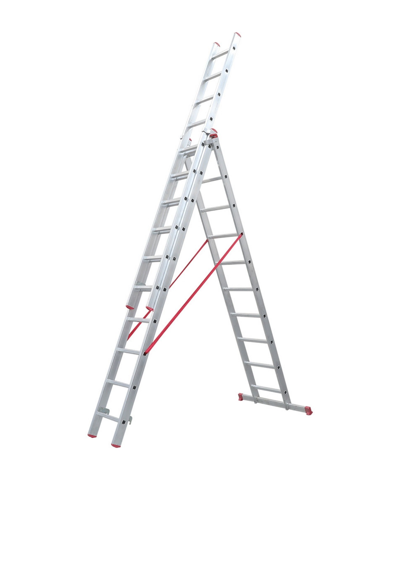 A Tipi Üç Parçalı 10 Basamaklı Sürgülü 3x3=9 Metre Alüminyum Merdiven