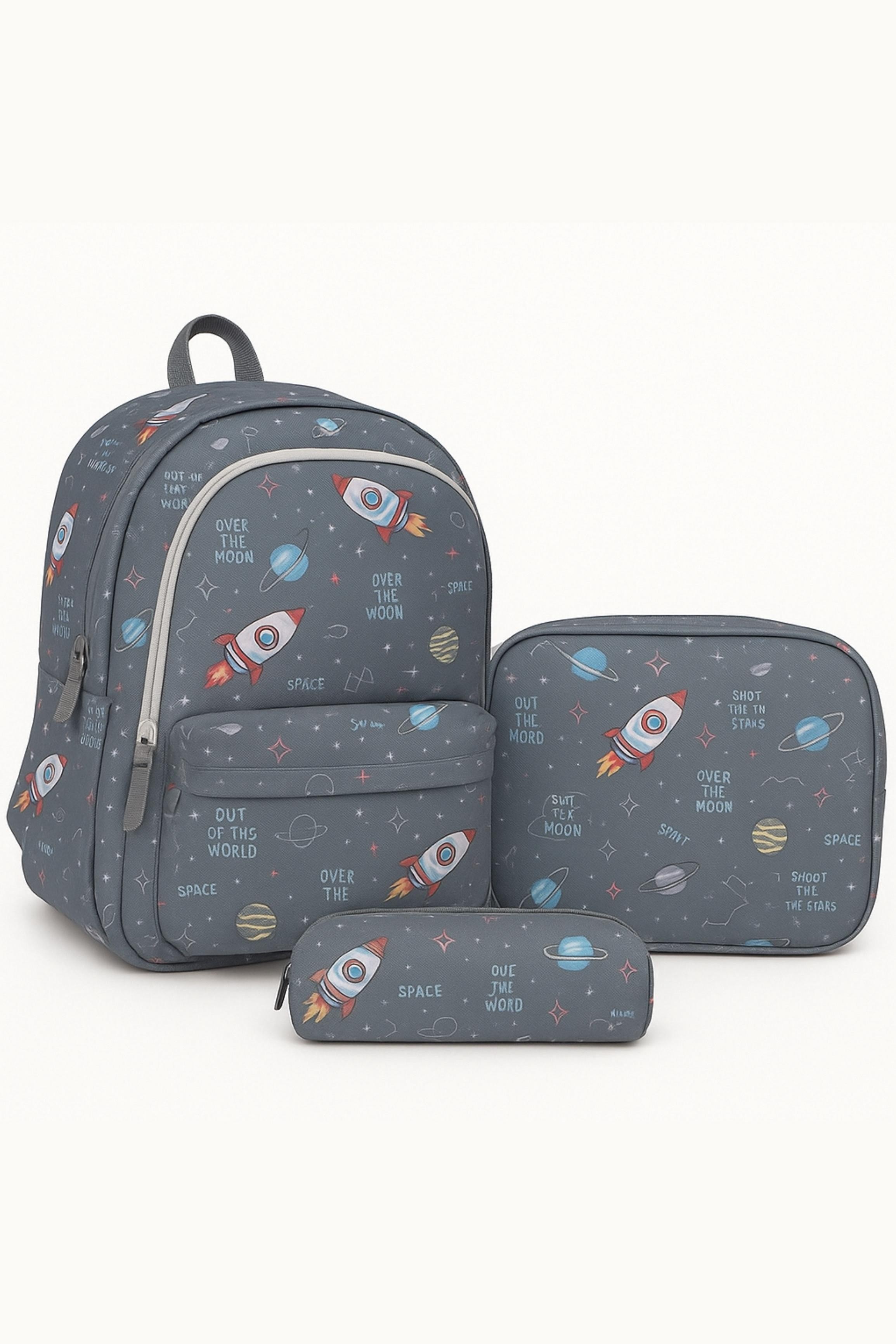 Okul Çanta 3' Lü Set Kalemlik+Beslenme+Okul Çantası - Astronot