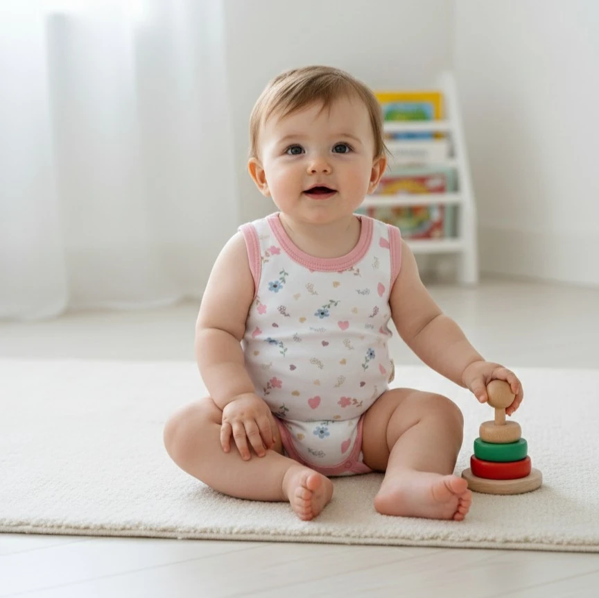 Çiçek & Kalp Desenli | Kız Bebek Atlet | Çıtçıtlı Body | Yenidoğan & Bebek Giyim