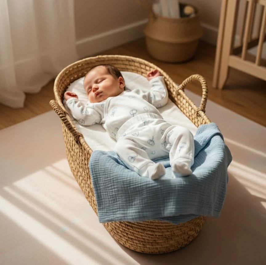 Pamuk Desenli 3'lü Hastane Çıkış Seti | Yenidoğan & Bebek Giyim - Mavi