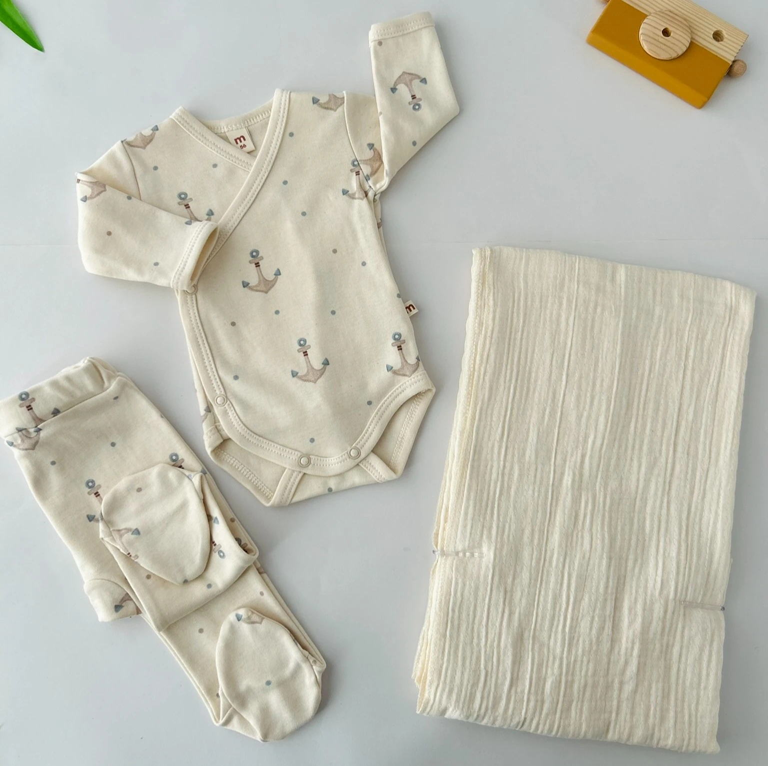 Çapa Desenli 3'lü Hastane Çıkış Seti | Yenidoğan & Bebek Giyim