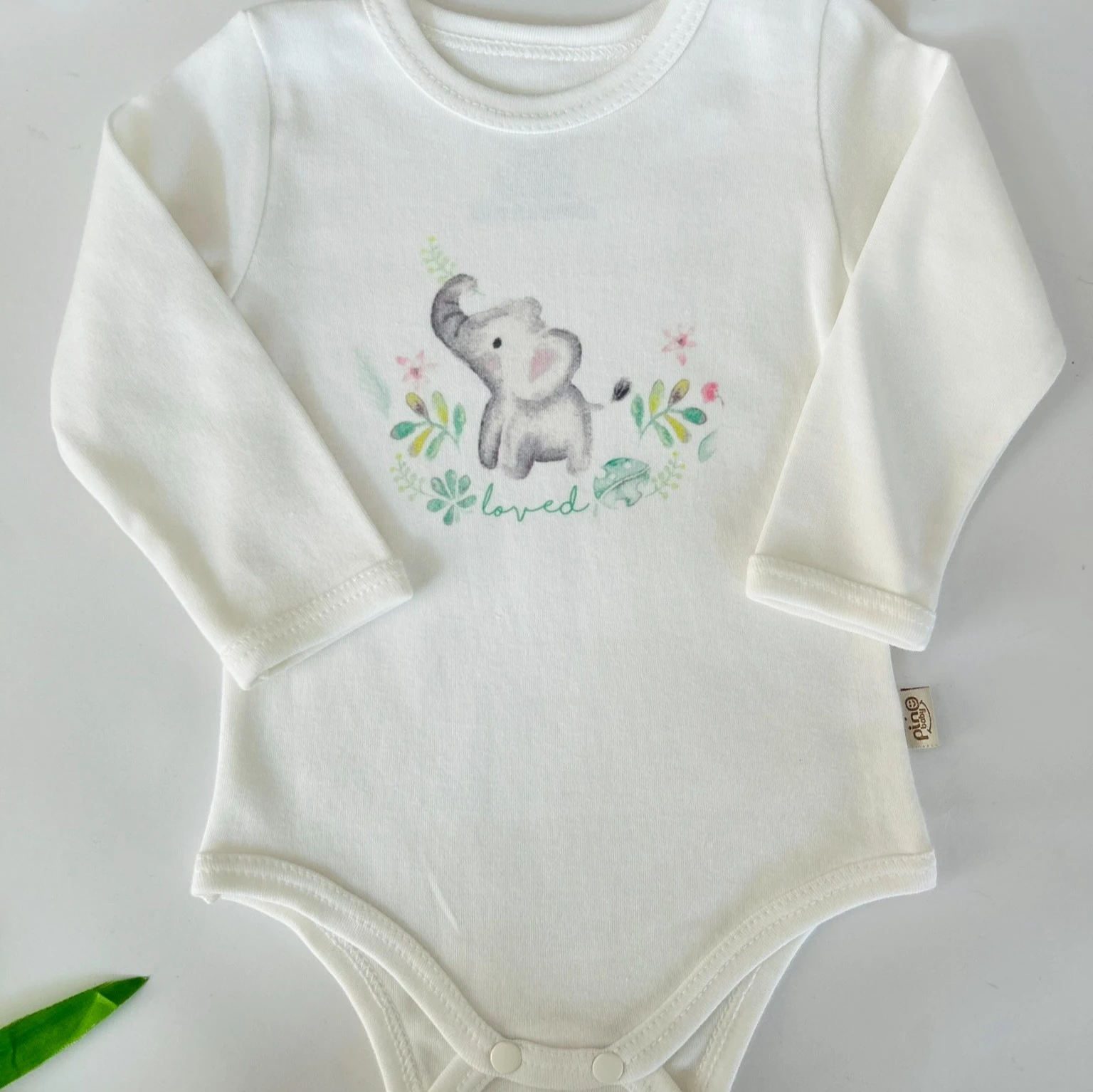 Fil Desenli Uzun Kollu Bebek Body | Yenidoğan & Bebek Giyim