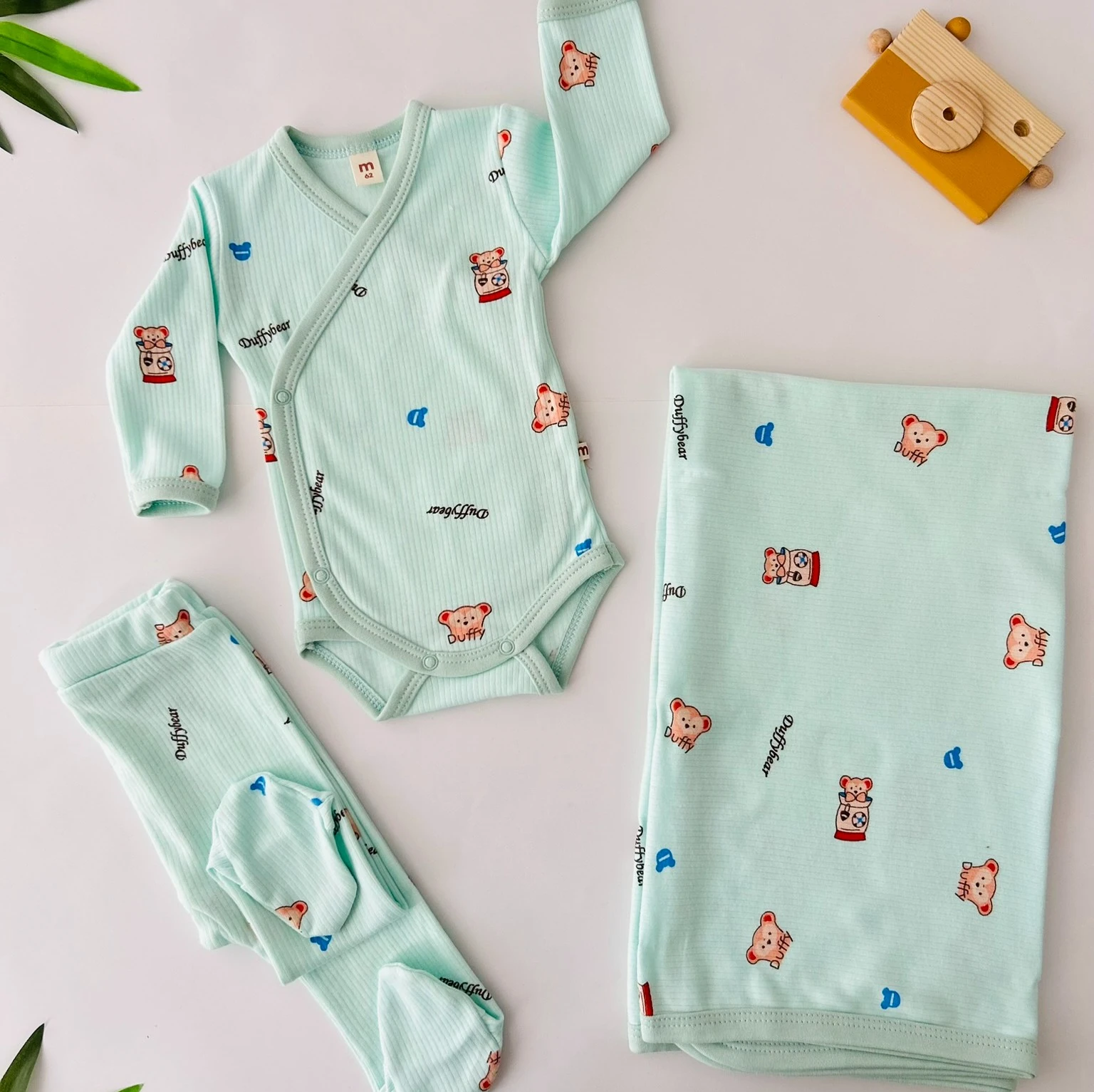 Ayıcık Desenli 3'lü Hastane Çıkış Seti | Yenidoğan & Bebek Giyim