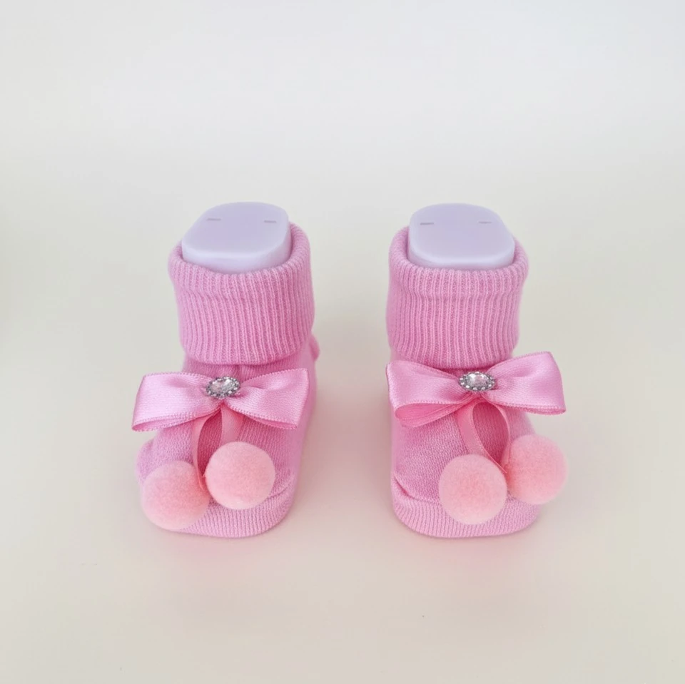 Ponpon & Fiyonk Detaylı Çorap| Yenidoğan & Bebek Giyim