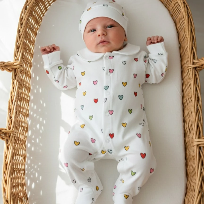Kalp Desenli 2'li Tulum Set | Kız Bebek Tulum | Yenidoğan & Bebek Giyim