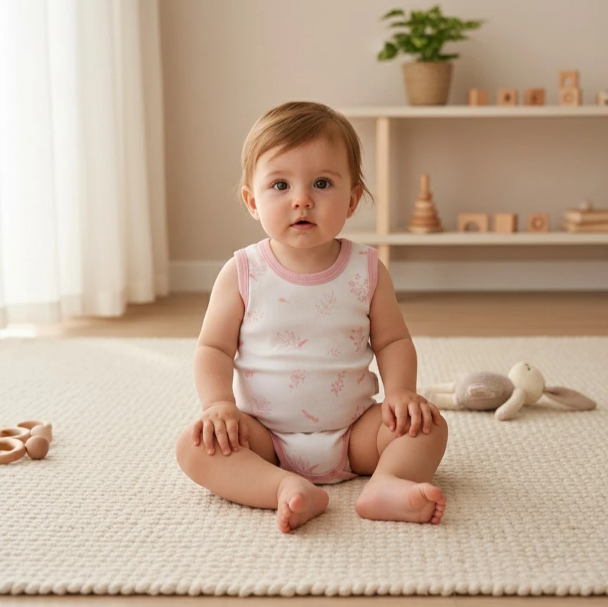  Çiçek & Yaprak Desenli Atlet Body | Bebek Giyim