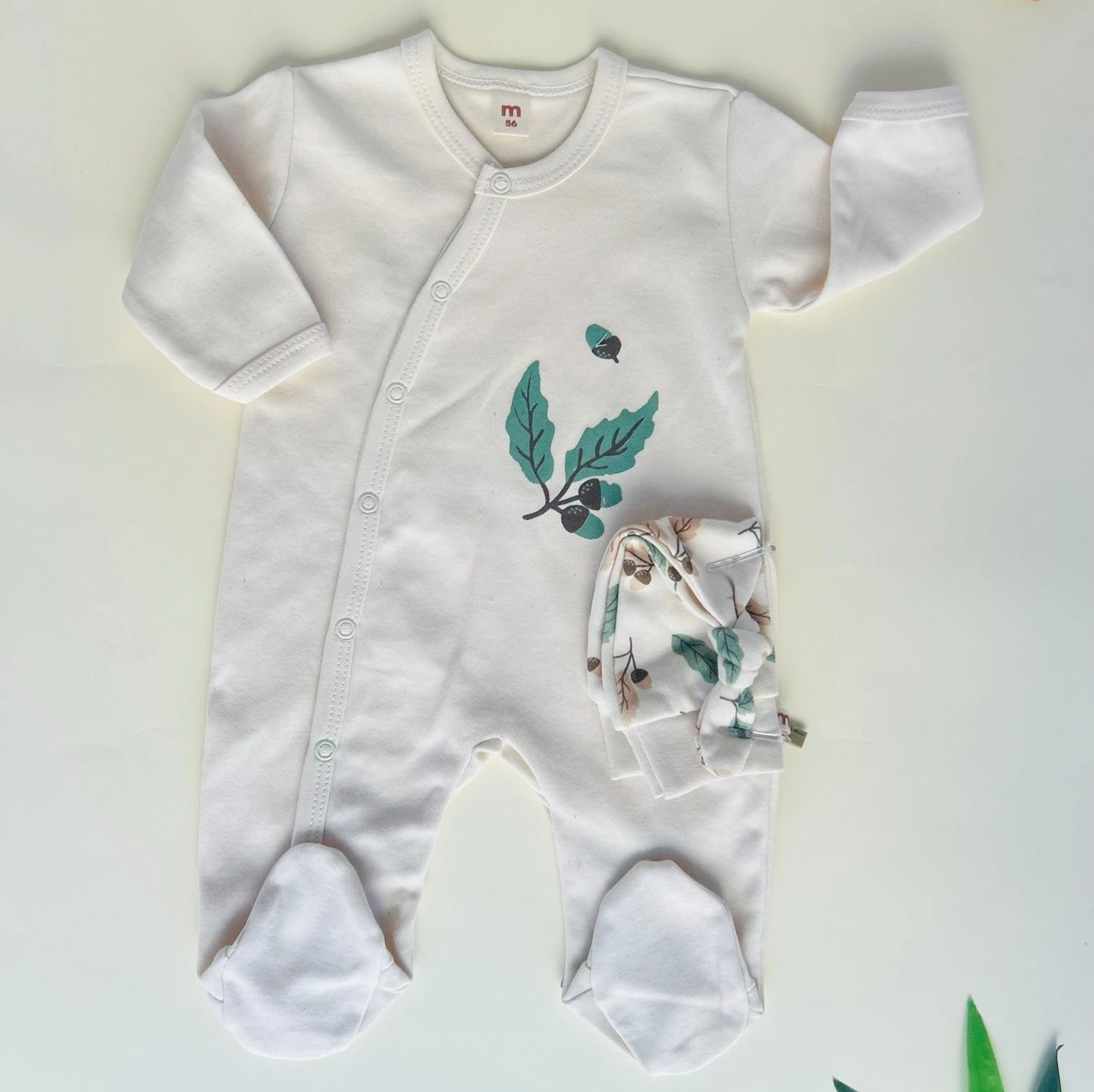 Yaprak Desenli 2'li Tulum Set | Kız Bebek Tulum | Yenidoğan & Bebek Giyim