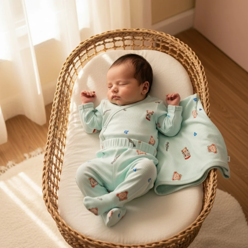 Ayıcık Desenli 3'lü Hastane Çıkış Seti | Yenidoğan & Bebek Giyim