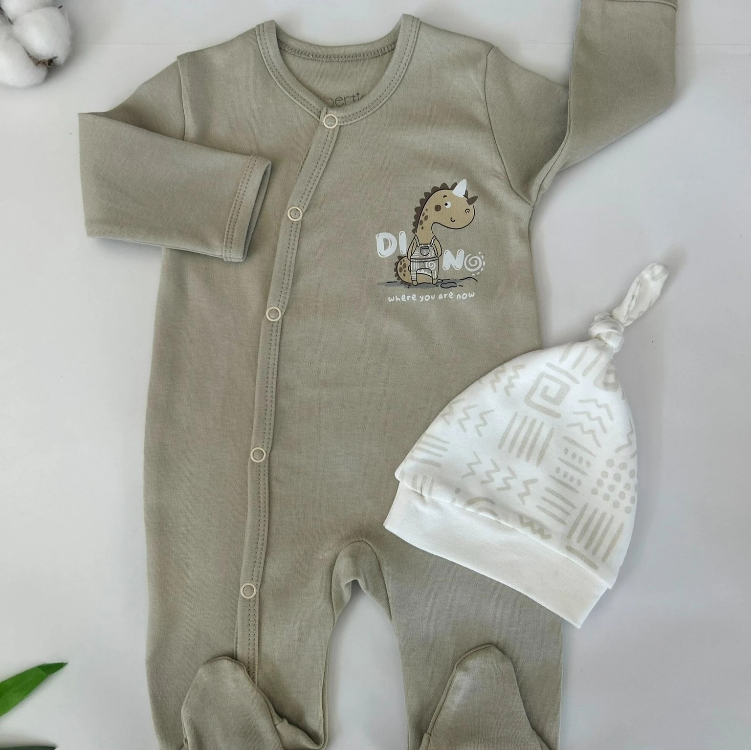 Erkek Bebek 2'li Tulum Set | Dinozor Desenli  | Yenidoğan & Bebek Giyim