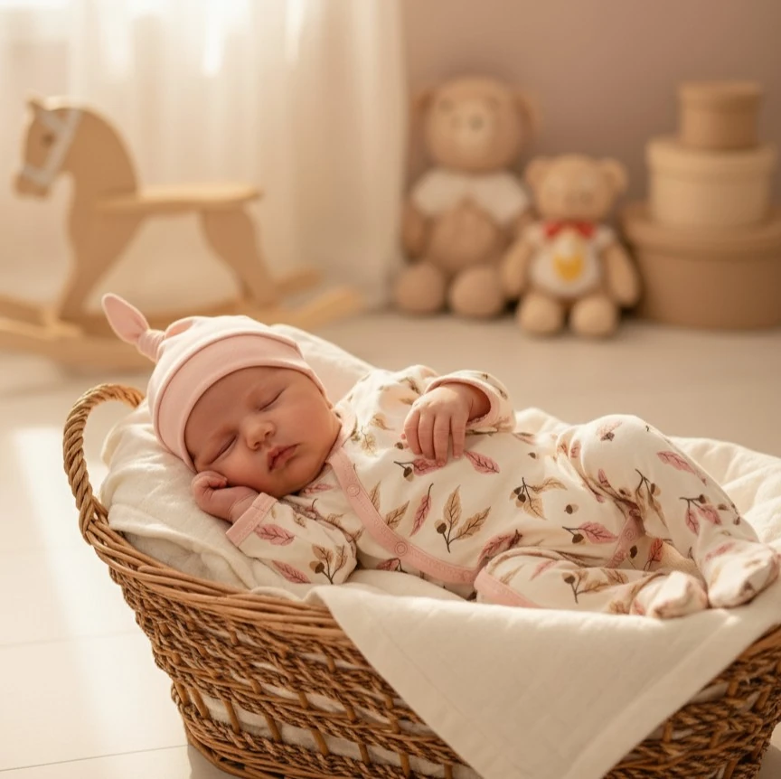 Yaprak Desenli 2'li Tulum Set | Kız Bebek Tulum | Yenidoğan & Bebek Giyim - Ekru