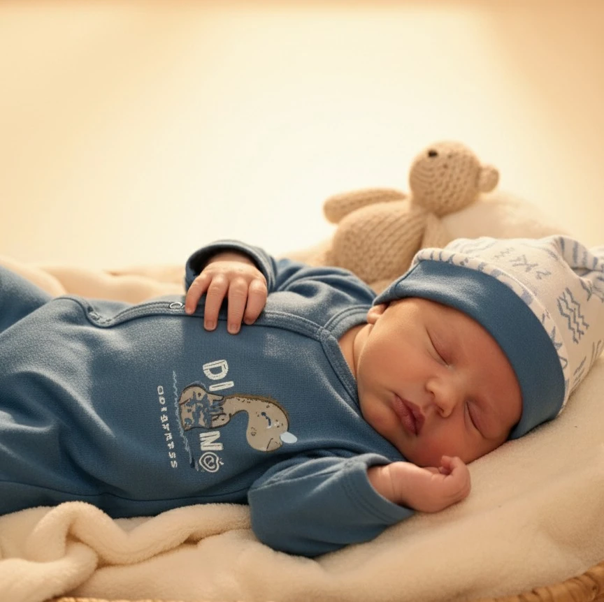 Erkek Bebek 2'li Tulum Set | Dino Desenli  | Yenidoğan & Bebek Giyim - Lacivert