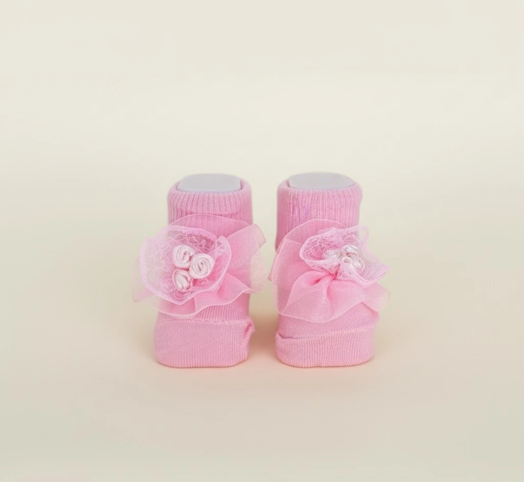 Tül & Çiçek Detaylı Çorap| Yenidoğan & Bebek Giyim