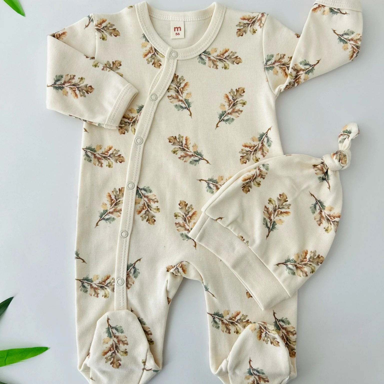 Yaprak Desenli 2'li Tulum Set | Kız Bebek Tulum | Yenidoğan & Bebek Giyim