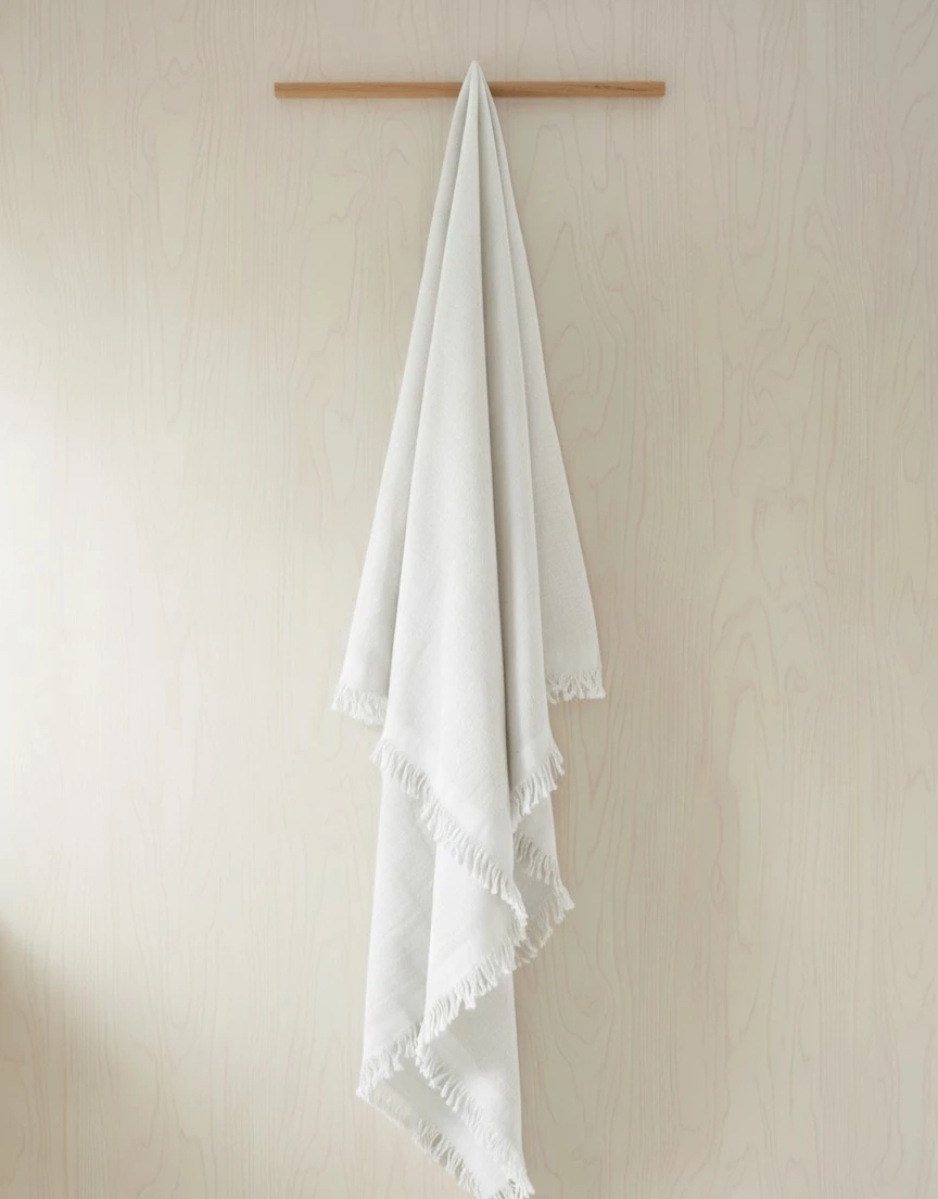 Püsküllü Çift Katlı Müslin Battaniye | Yenidoğan & Bebek Giyim - Beyaz