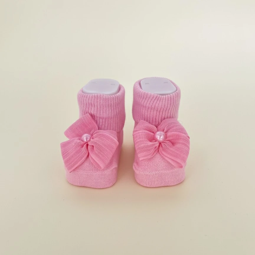 İnci & Fiyonk Detaylı Çorap| Yenidoğan & Bebek Giyim