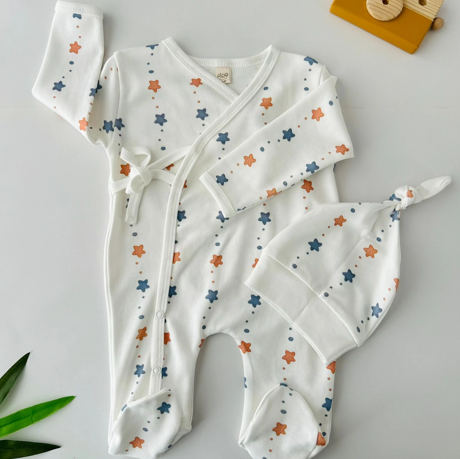 Bebek 2'li Tulum Set | Yıldız Desenli  | Yenidoğan & Bebek Giyim