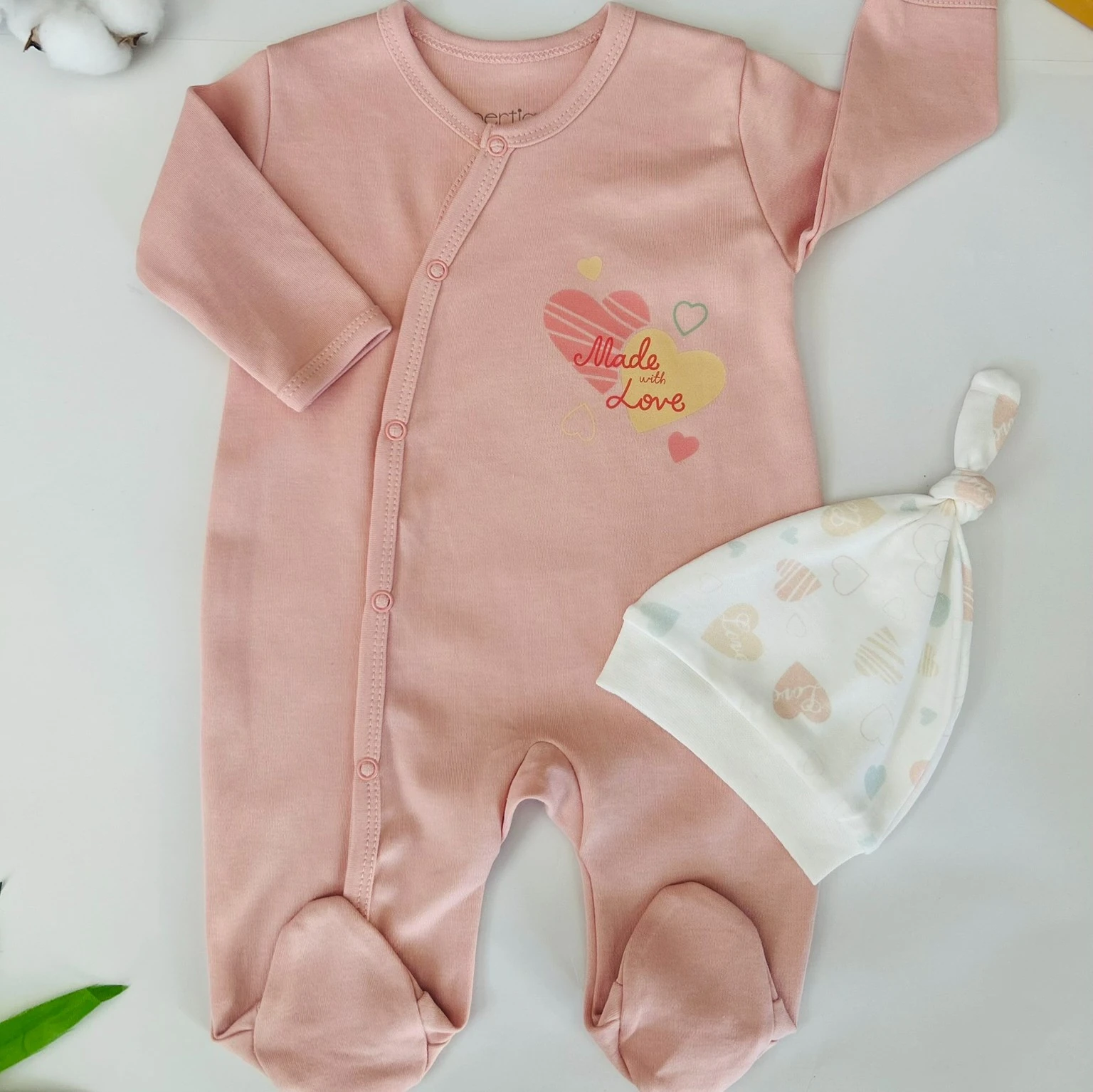 Kalp Desenli 2'li Tulum Set | Kız Bebek Tulum | Yenidoğan & Bebek Giyim
