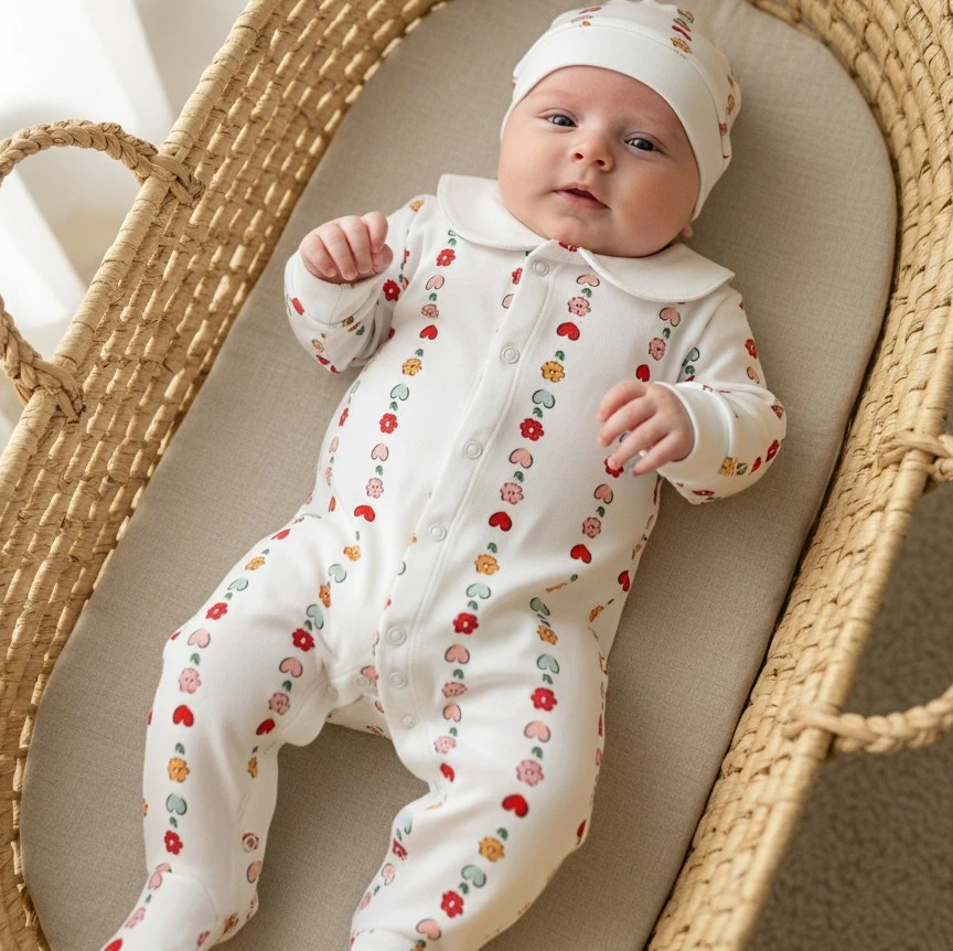 Kalp - Çiçek Desenli 2'li Tulum Set |Kız Bebek Tulum | Yenidoğan & Bebek Giyim