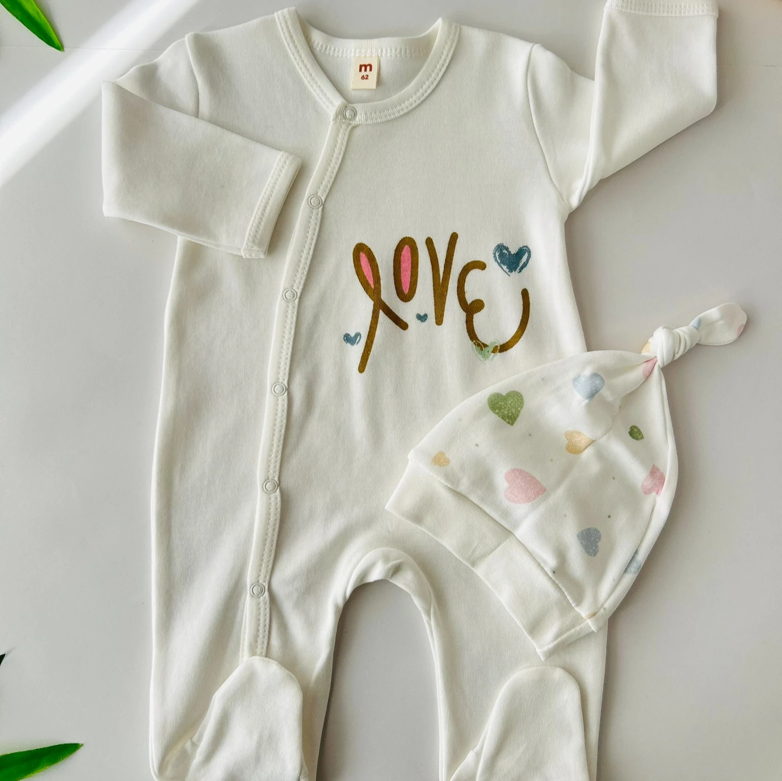 Love Desenli 2'li Tulum Set | Yenidoğan & Bebek Giyim