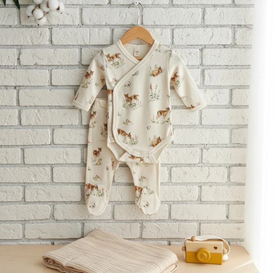 Ceylan Desenli 3'lü Hastane Çıkış Seti | Yenidoğan & Bebek Giyim