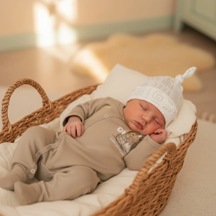 Erkek Bebek 2'li Tulum Set | Dinozor Desenli  | Yenidoğan & Bebek Giyim - Haki