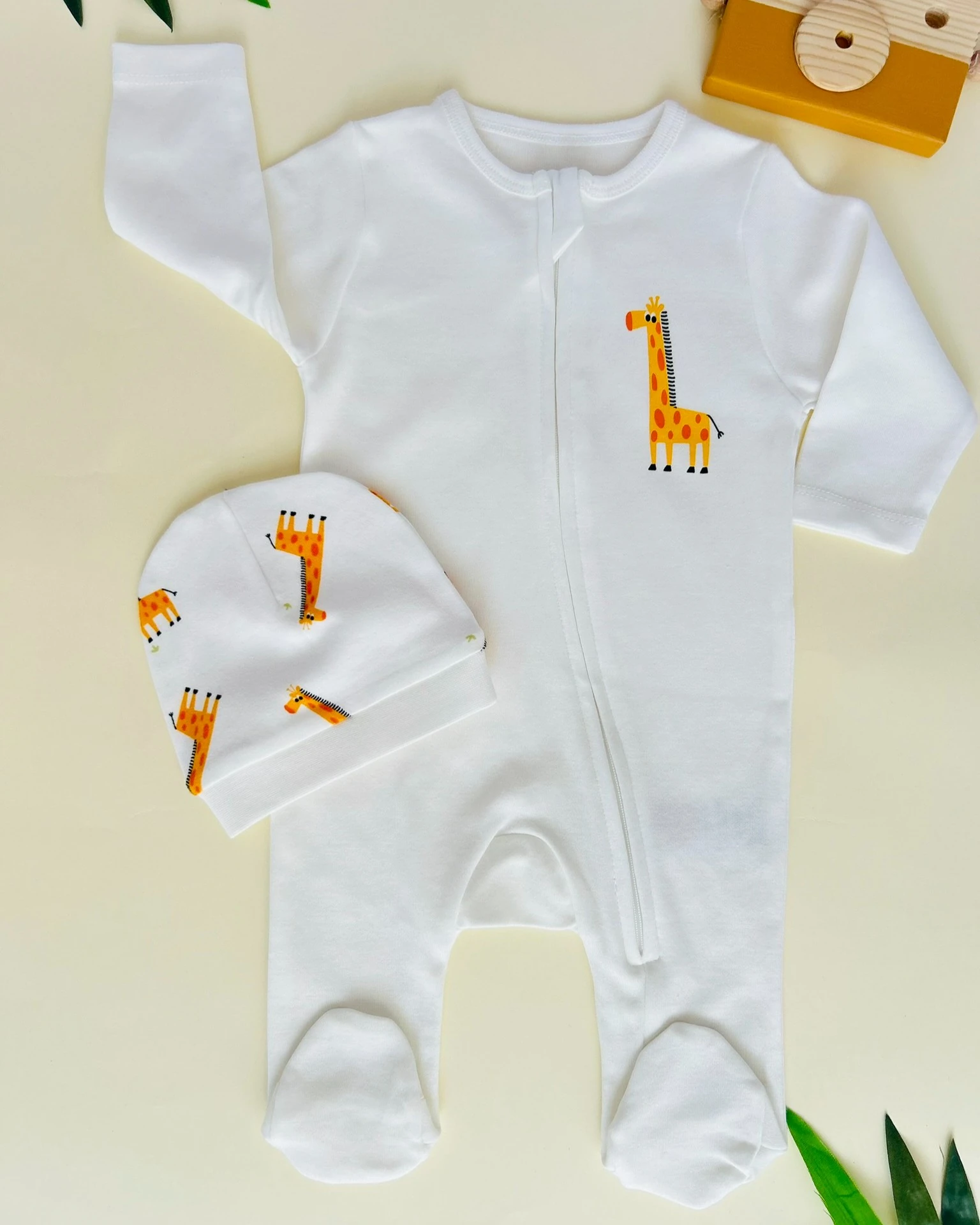 Zürafa Desenli 2'li Tulum Set | Erkek Bebek Tulum | Yenidoğan & Bebek Giyim