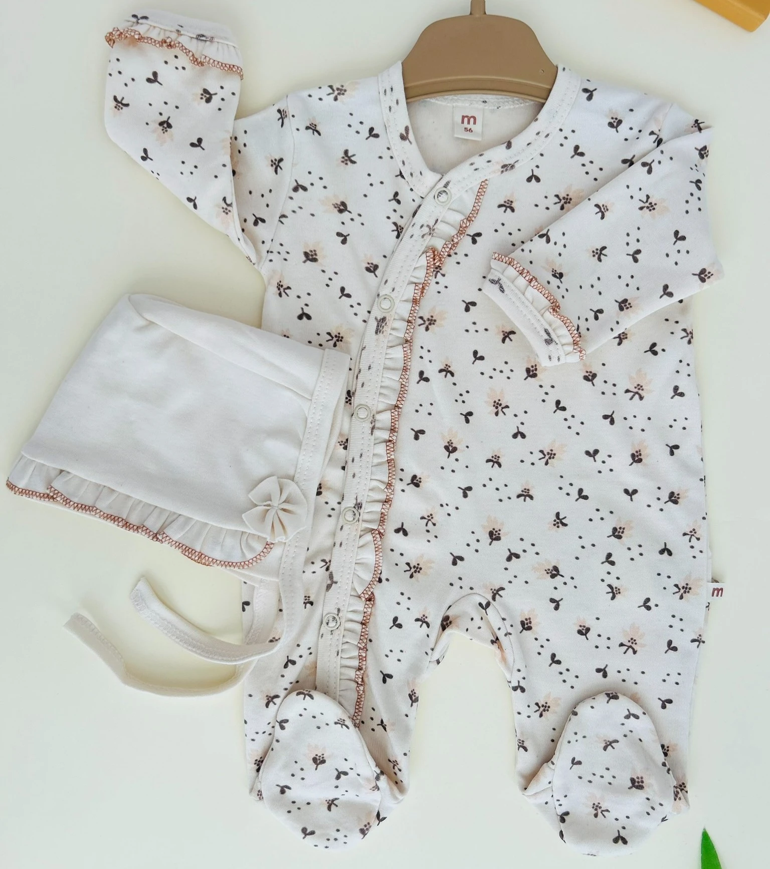 Çiçek Desenli 2'li Tulum Set | Kız Bebek Tulum | Yenidoğan & Bebek Giyim