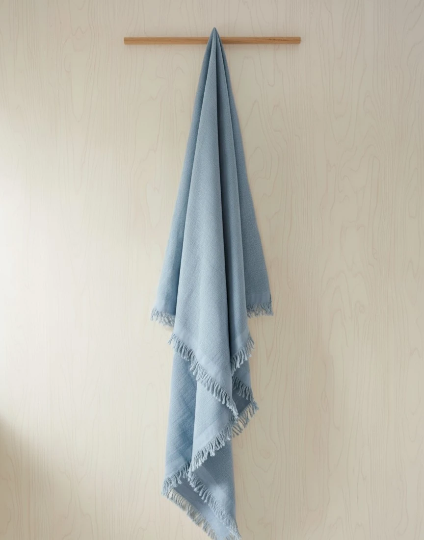 Püsküllü Çift Katlı Müslin Battaniye | Yenidoğan & Bebek Giyim - Mavi