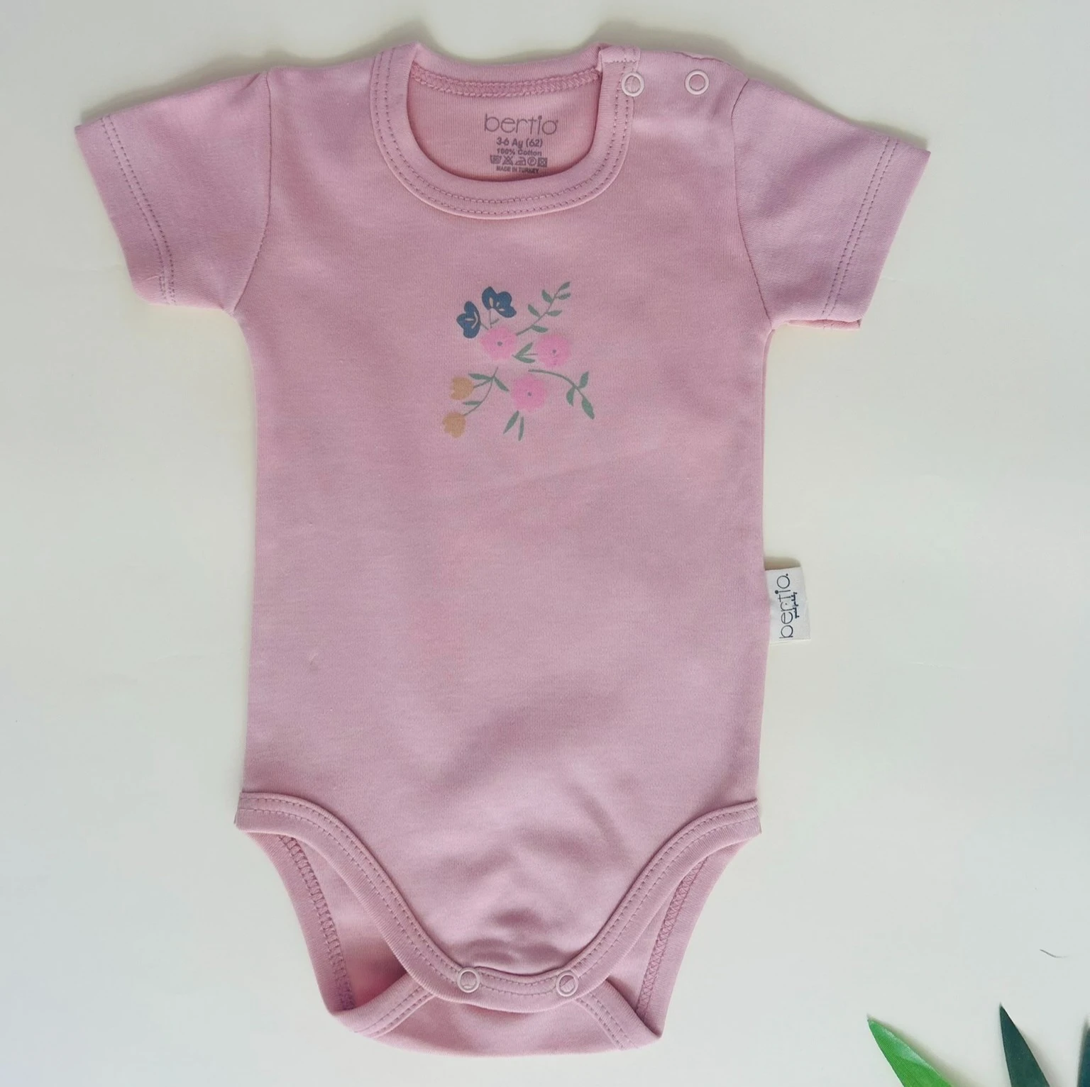 Çiçek Desenli | Kısa Kollu Bebek Body | Yenidoğan & Bebek Giyim