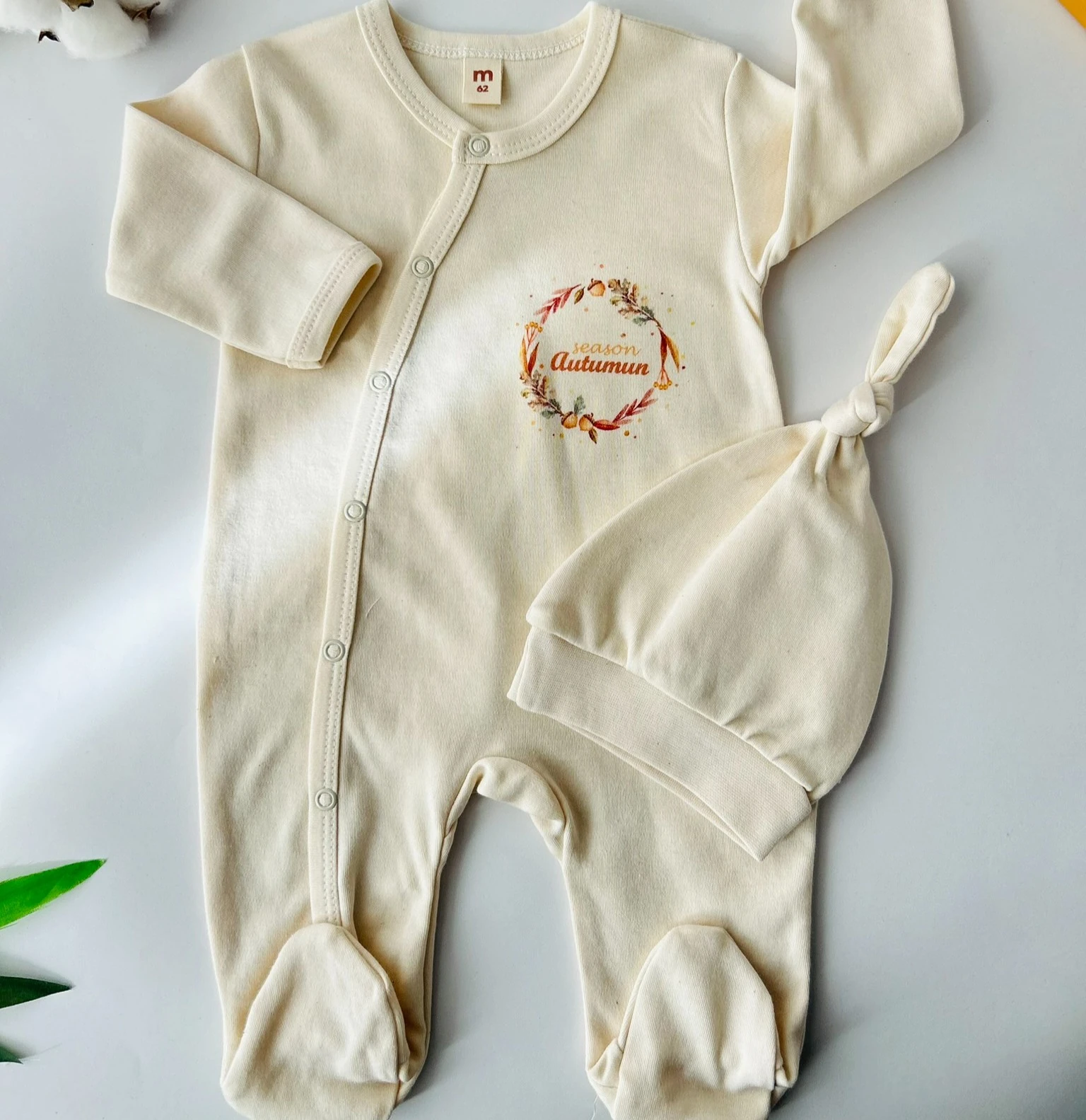 Sonbahar Desenli 2'li Tulum Set | Yenidoğan & Bebek Giyim